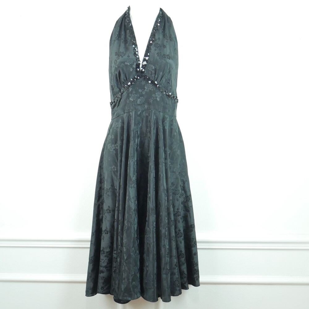 Vintage Retro Halter Dress Pinup Fit Flare Circle Skirt Marilyn Rockabilly M